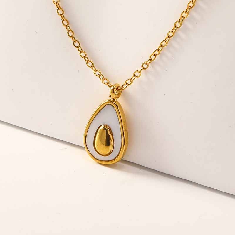Cute Fruit Titanium Steel Plating Inlay Shell Pendant Necklace