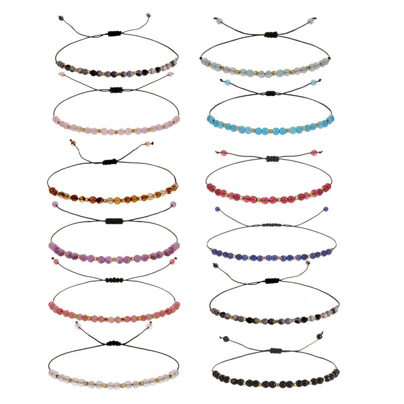 Wholesale Jewelry Casual Simple Style Round Natural Stone Beaded Knitting Bracelets