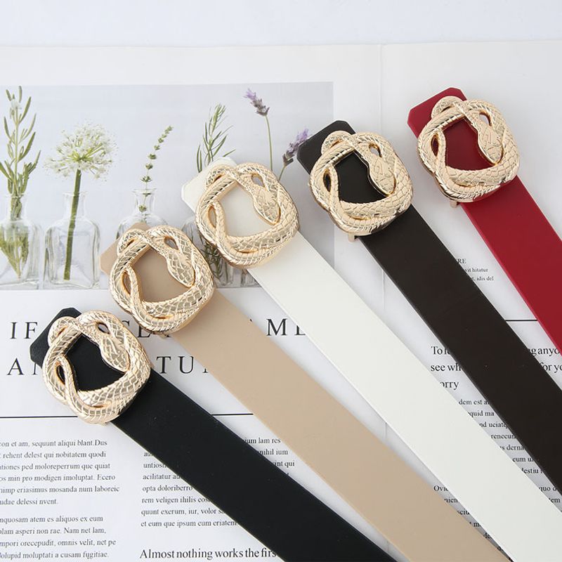 Classic Style Snake Pu Leather Alloy Plating Women's Leather Belts