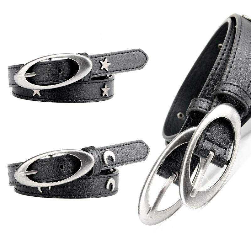 Exaggerated Punk Streetwear Star Pu Leather Alloy Women's Leather Belts