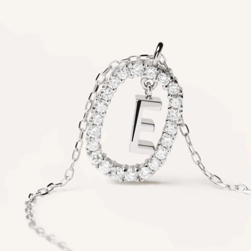 Elegant Einfacher Stil Brief Sterling Silber Zirkon Halskette Mit Anhänger In Masse