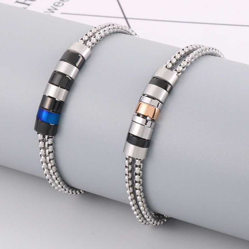 Hip-hop Retro Solid Color Titanium Steel Bracelets In Bulk