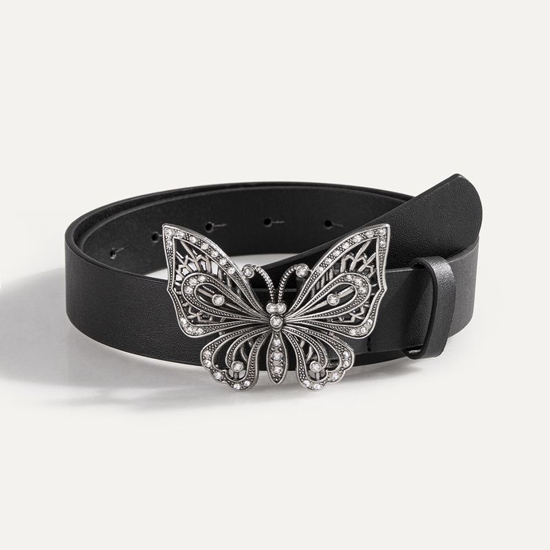 Streetwear Butterfly Pu Leather Plating Inlay Artificial Diamond Women's Leather Belts