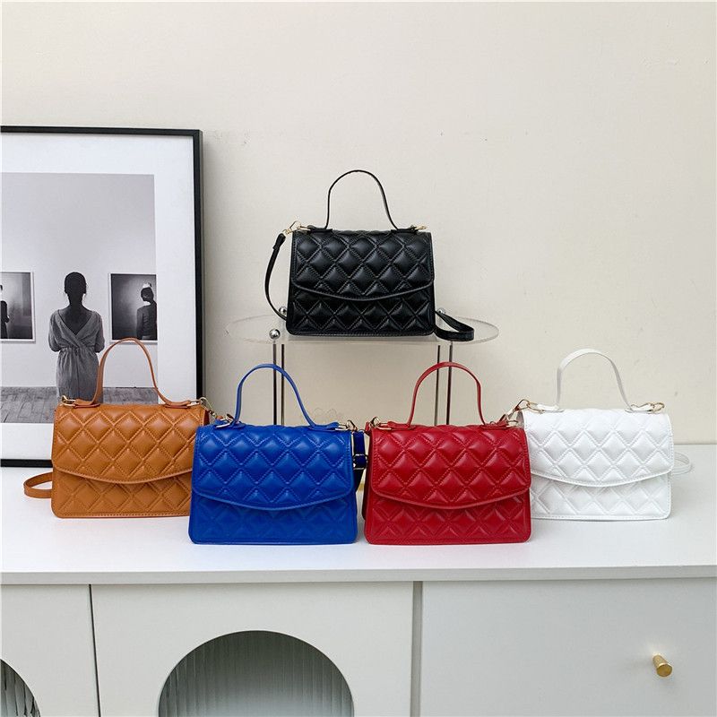 Mujeres Pequeña Cuero Sintético Color Sólido Elegante Estilo Clásico Cuadrado Gire La Tapa Bolsas De Hombro Bolso Bolso Bandolera