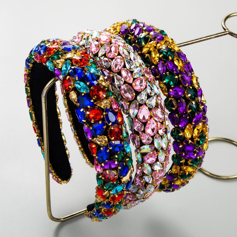 Elegant Luxurious Queen Colorful Cloth Inlay Rhinestones Hair Band
