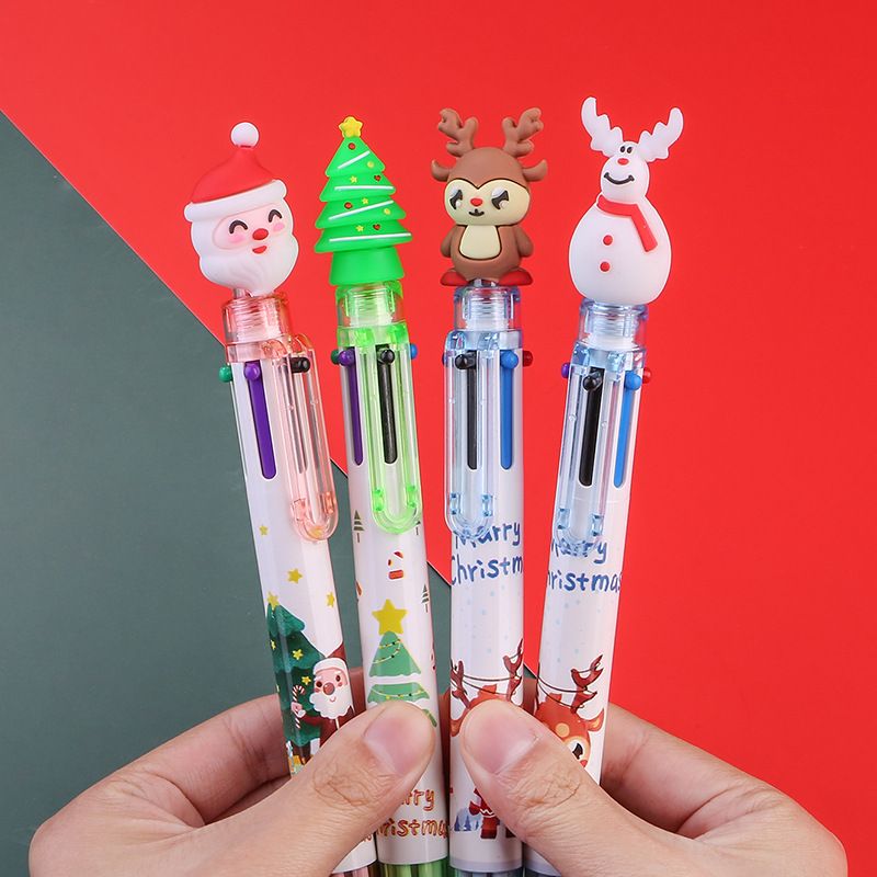 Christmas Gift Cartoon 6 Color Retractable Ballpoint Pen