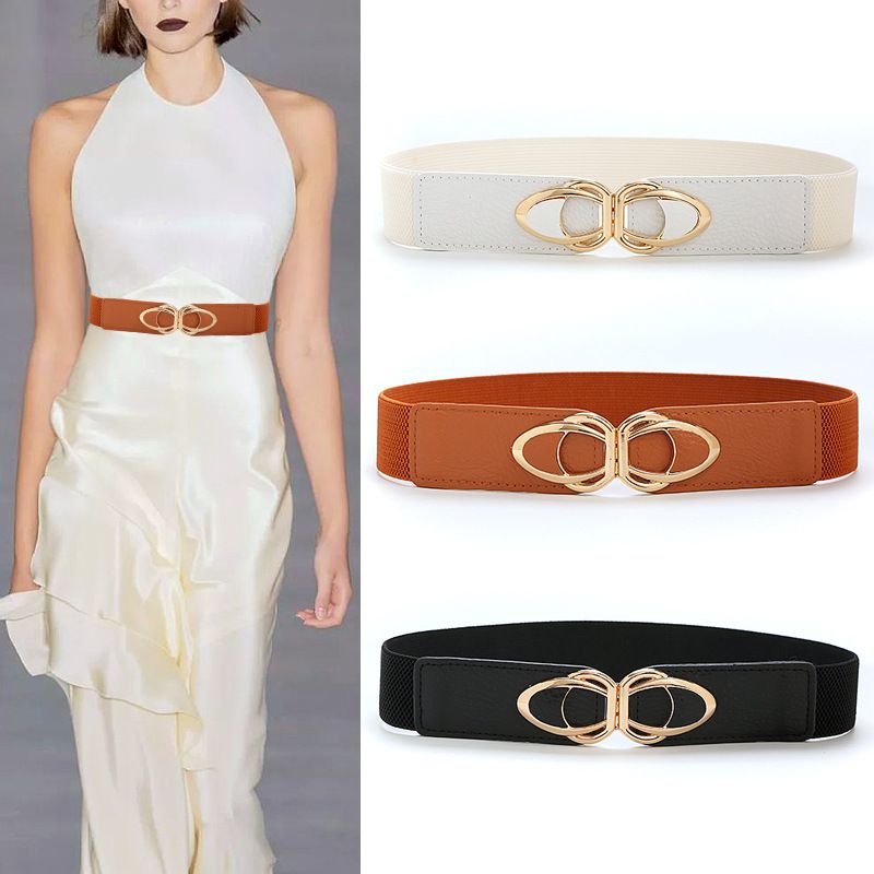 Sweet Solid Color Pu Leather Alloy Women's Leather Belts
