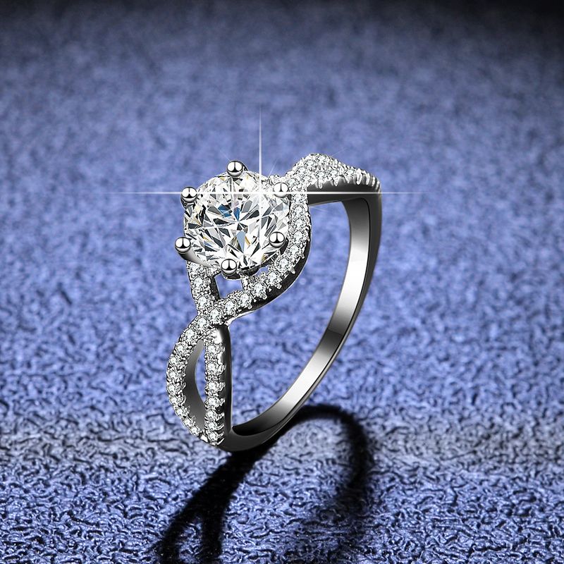 Einfacher Stil Herzform Sterling Silber Inlay Moissanit Zirkon Ringe