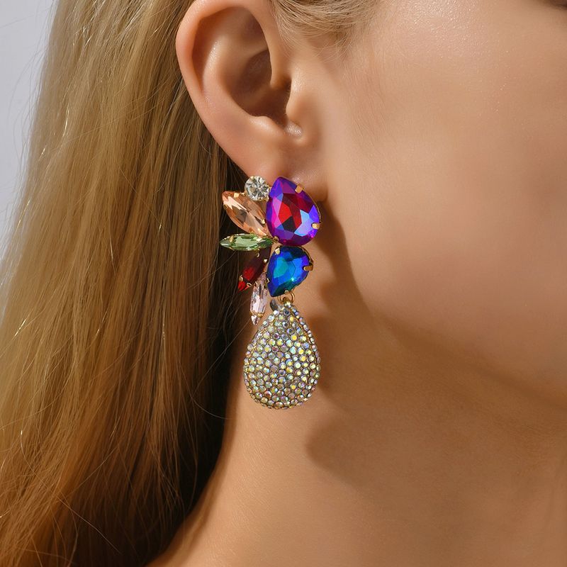 Retro Lady Ethnic Style Water Droplets Rhinestone Inlay Artificial Gemstones Women's Drop Earrings