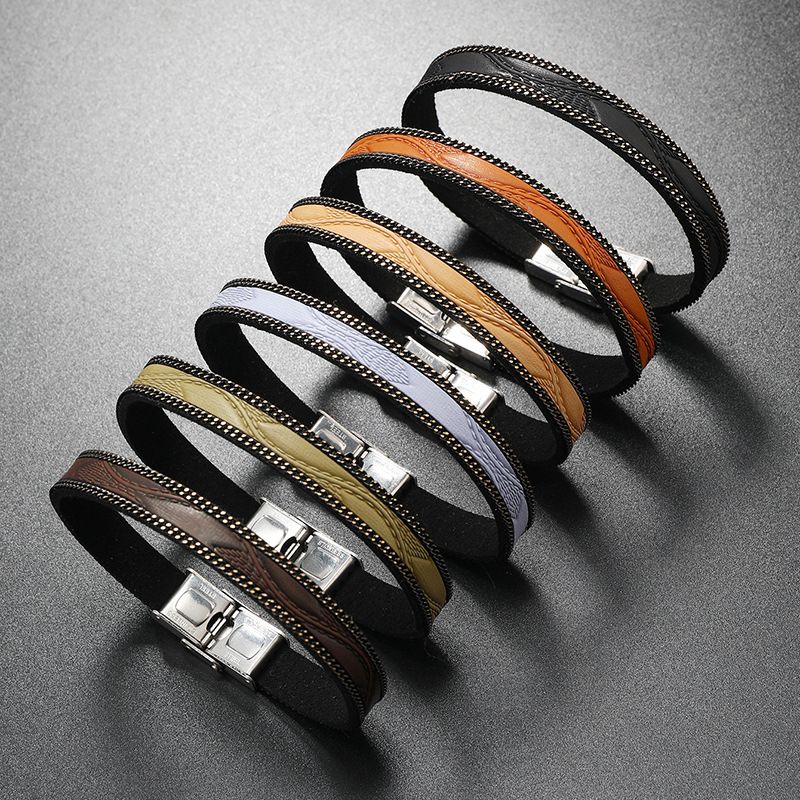 Casual Solid Color Pu Leather Men's Bracelets