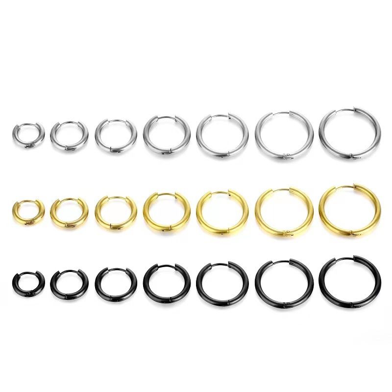 1 Piece Basic Round Plating Titanium Steel 18k Gold Plated Earrings