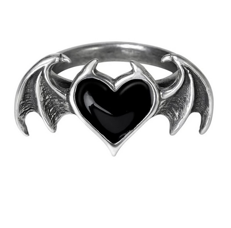 Retro Heart Shape Wings Alloy Plating Ancient Silver-plated Women's Rings