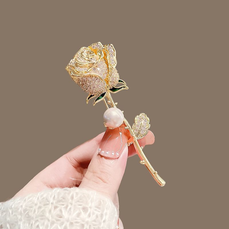 Élégant Fleur Alliage Incruster Perles Artificielles Strass Femmes Broches