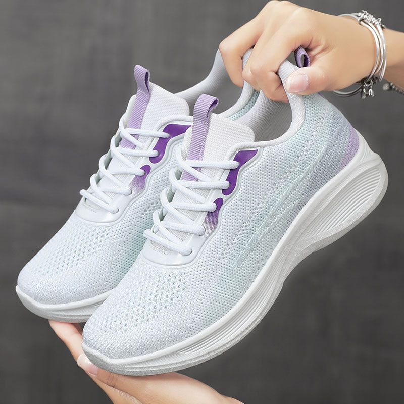 Women's Basic Sports Color Block Round Toe Sports Shoes