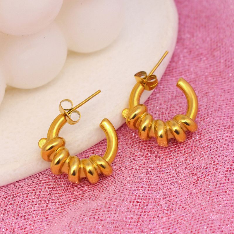 1 Pair Simple Style Geometric Plating Titanium Steel 18K Gold Plated Ear Studs