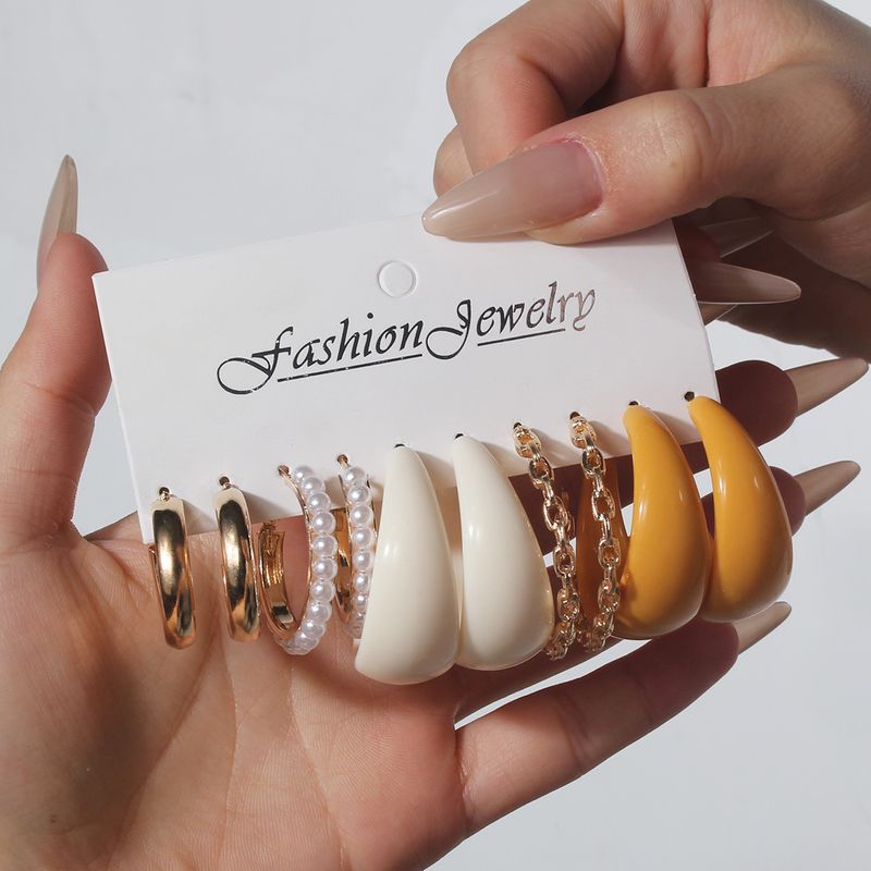 1 Set Simple Style C Shape Alloy Plastic Resin Earrings