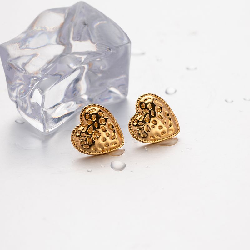 1 Paire Style Ig Forme De Cœur Placage Acier Inoxydable Plaqué Or 18k Boucles D'oreilles