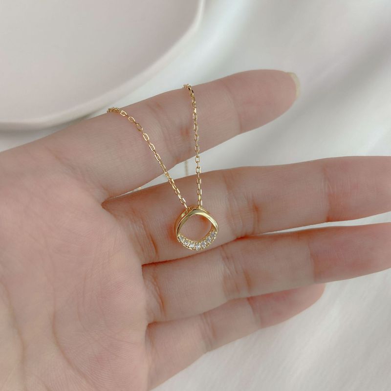 Simple Style Square Sterling Silver Plating Inlay Zircon Pendant Necklace