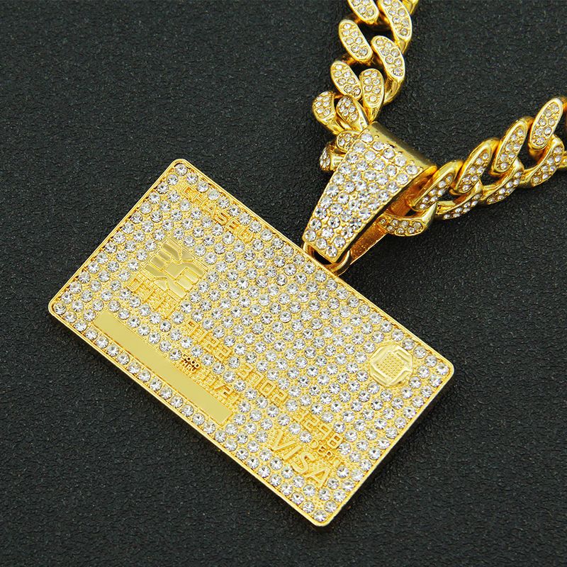 Hip-hop Punk Square Solid Color Alloy Plating Inlay Rhinestones Men's Pendant Necklace