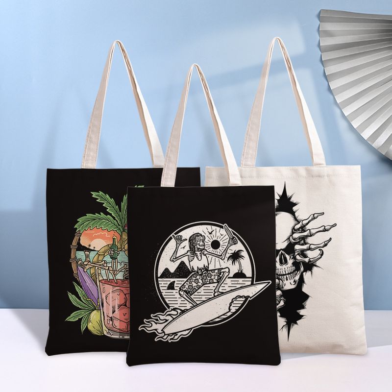 Unisex Simple Style Skull Shopping Bags