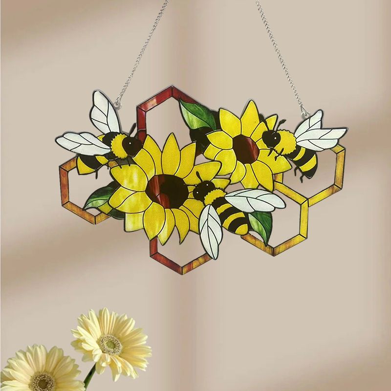 Süß Sonnenblume Biene Aryl Anhänger