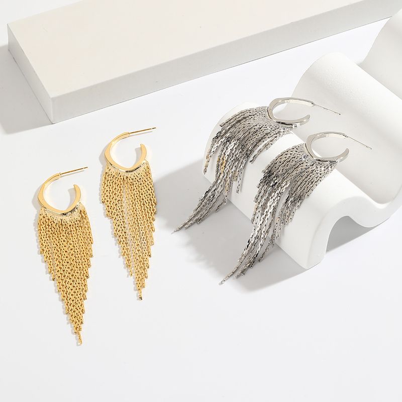 1 Pair Modern Style Tassel Plating Copper 18k Gold Plated Earrings