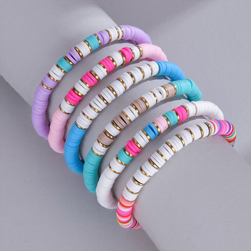 Bijoux En Gros Élégant Style Simple Couleur Unie Argile Molle Perlé Bracelets