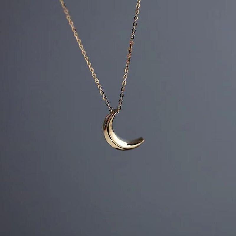Casual Simple Style Moon Sterling Silver Plating Gold Plated Pendant Necklace