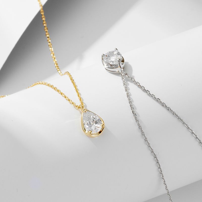 Style Simple Les Gouttelettes D'eau Argent Sterling Placage Incruster Zircon Plaqué Or 14k Plaqué Rhodium Pendentif