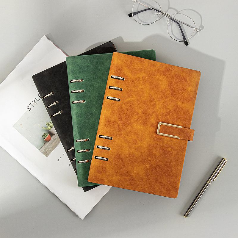 1 Piece Solid Color School Paper Business Retro Loose Spiral Notebook