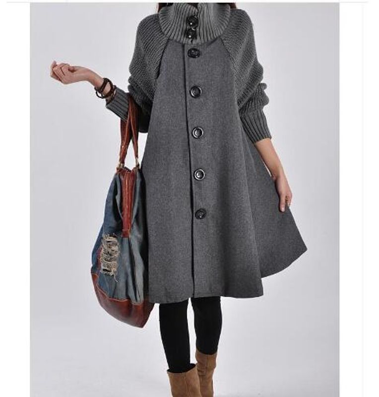 Women's Casual Solid Color Single Breasted Coat Woolen Coat