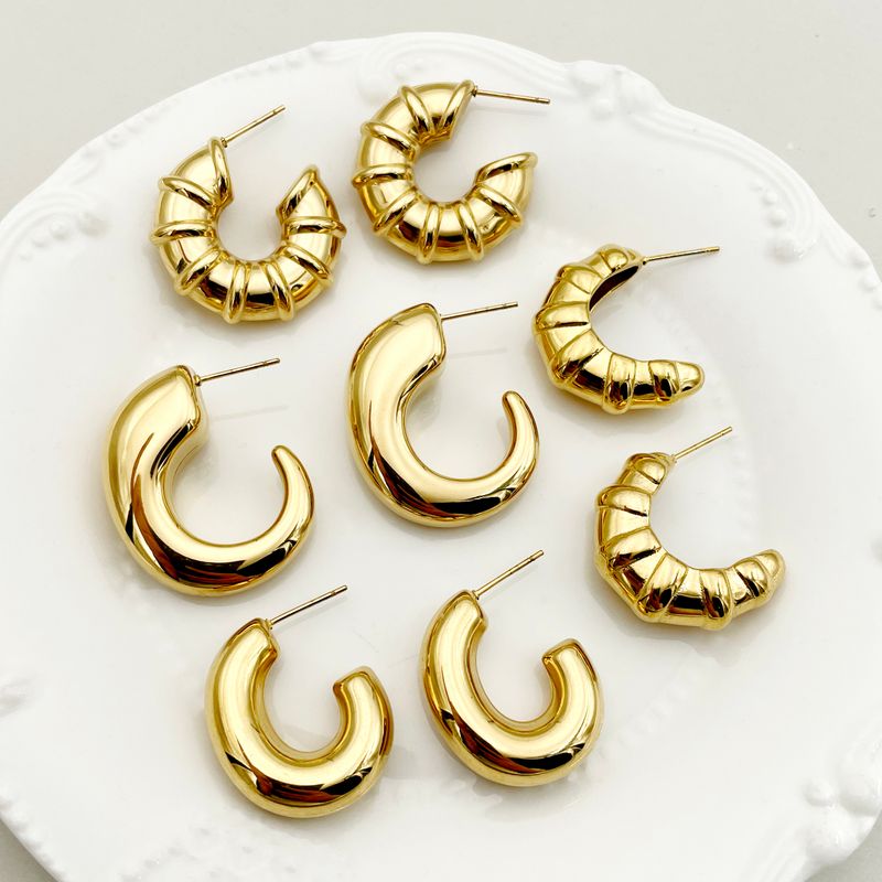 1 Pair Simple Style Commute Horns Plating 304 Stainless Steel Gold Plated Ear Studs