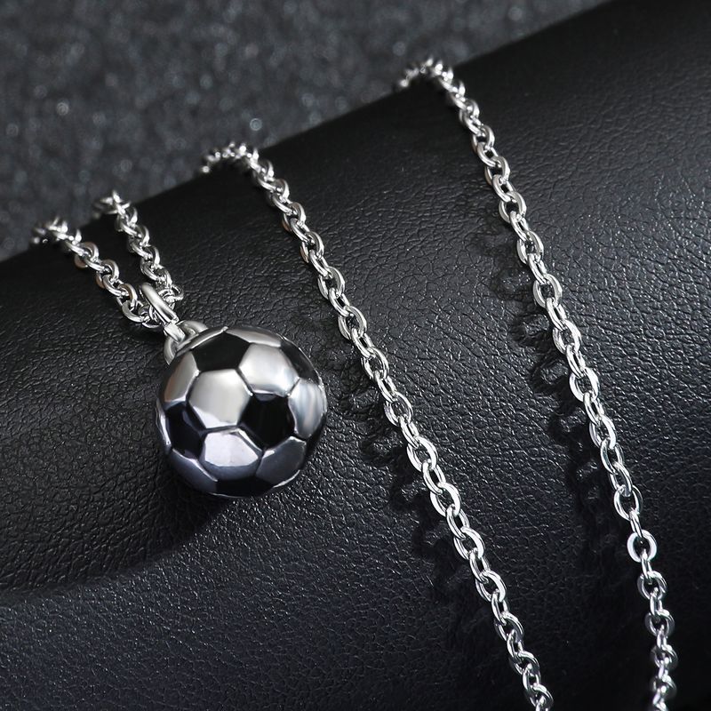 Casual Basketball Football Stainless Steel Enamel Unisex Pendant Necklace
