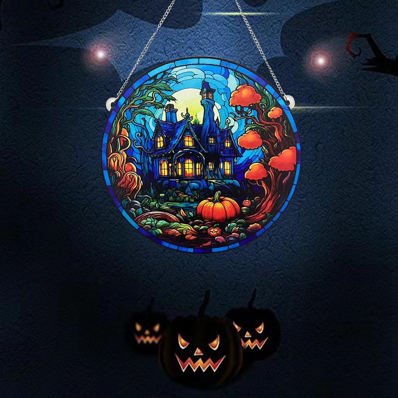 Halloween Pumpkin Castle Arylic Party Hanging Ornaments Decorative Props