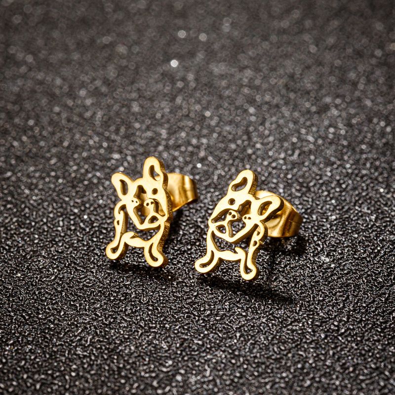 1 Pair Simple Style Animal Hollow Out Stainless Steel 18k Gold Plated Ear Studs