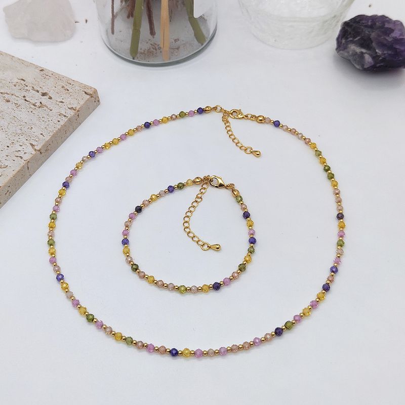 Modern Style Color Block 18k Gold Plated Mixed Materials Wholesale Bracelets Necklace