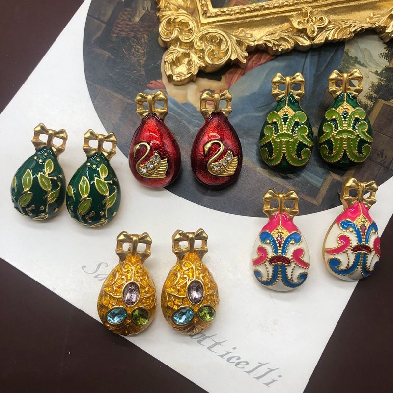 Wholesale Jewelry Retro Geometric Alloy Zircon Plating Inlay Earrings