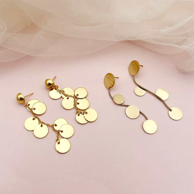 1 Pair Vintage Style Simple Style Round Tassel Plating 304 Stainless Steel Gold Plated Drop Earrings