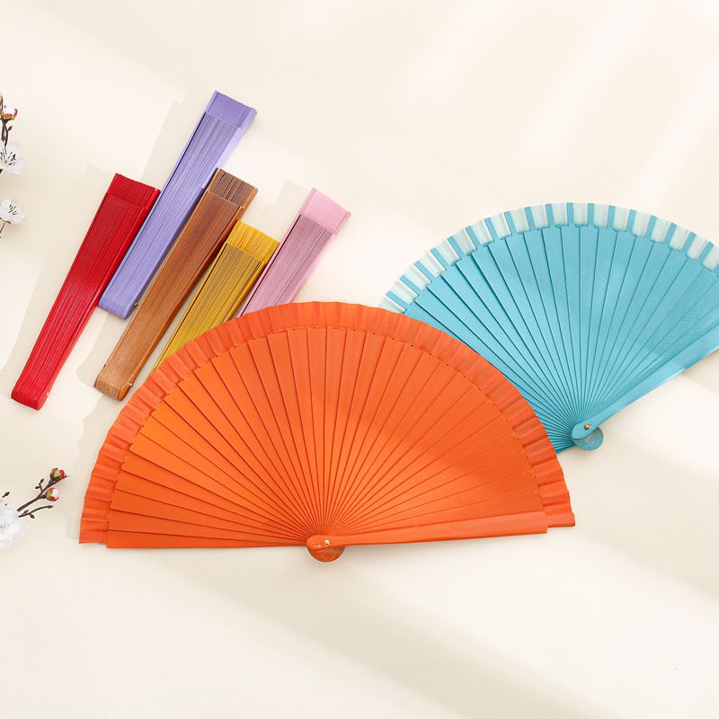 Spanish Plain Pure Wood Folding Fan Female Modern Simple Fan Props Classical Solid Color Folding Fan Folding Fan Wholesale