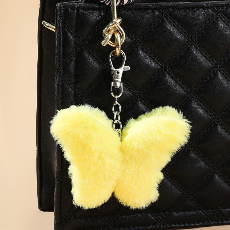Cute Butterfly Imitation Fur Unisex Bag Pendant Keychain