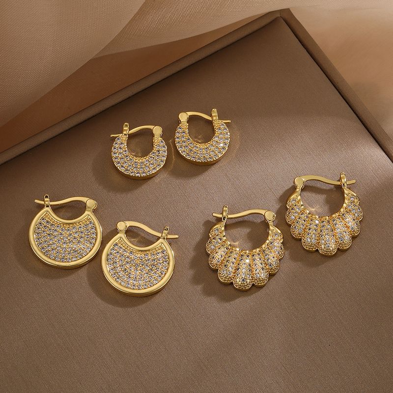 1 Paar Elegant Dame Geometrisch Überzug Inlay Kupfer Zirkon 18 Karat Vergoldet Ohrringe