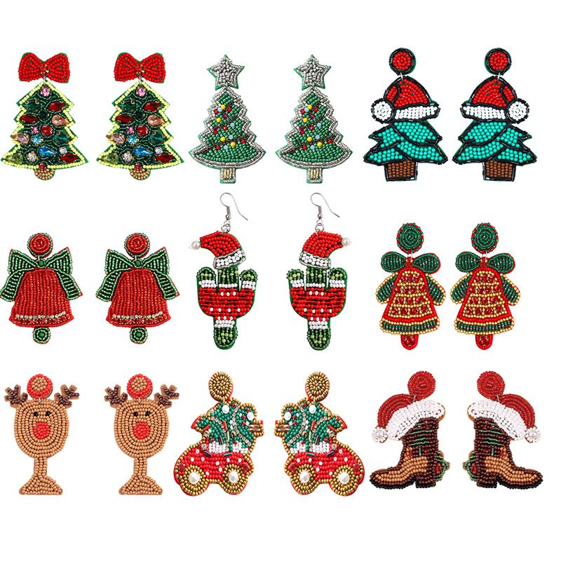 1 Pair Cartoon Style Streetwear Christmas Hat Christmas Tree Plastic Drop Earrings