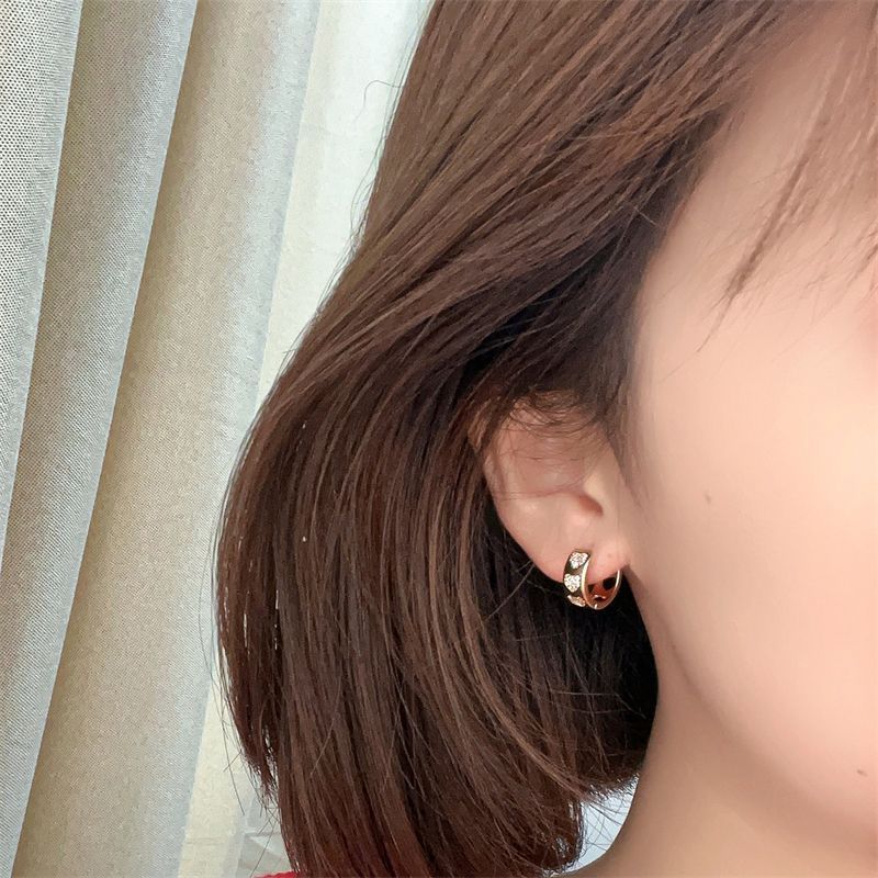 1 Pair Elegant Geometric Heart Shape Plating Inlay Copper Zircon Gold Plated Earrings