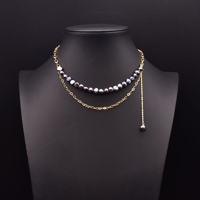 Original Design Geometric Freshwater Pearl Copper Plating 18k Gold Plated Necklace