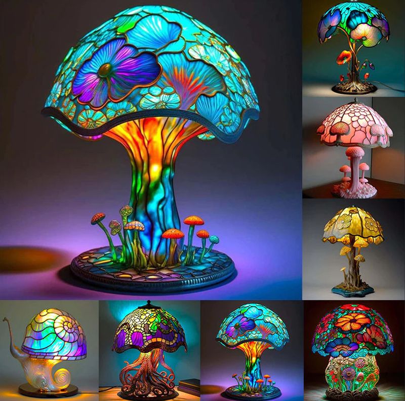 Cartoon Mushroom Resin Night Lamp Home Decoration