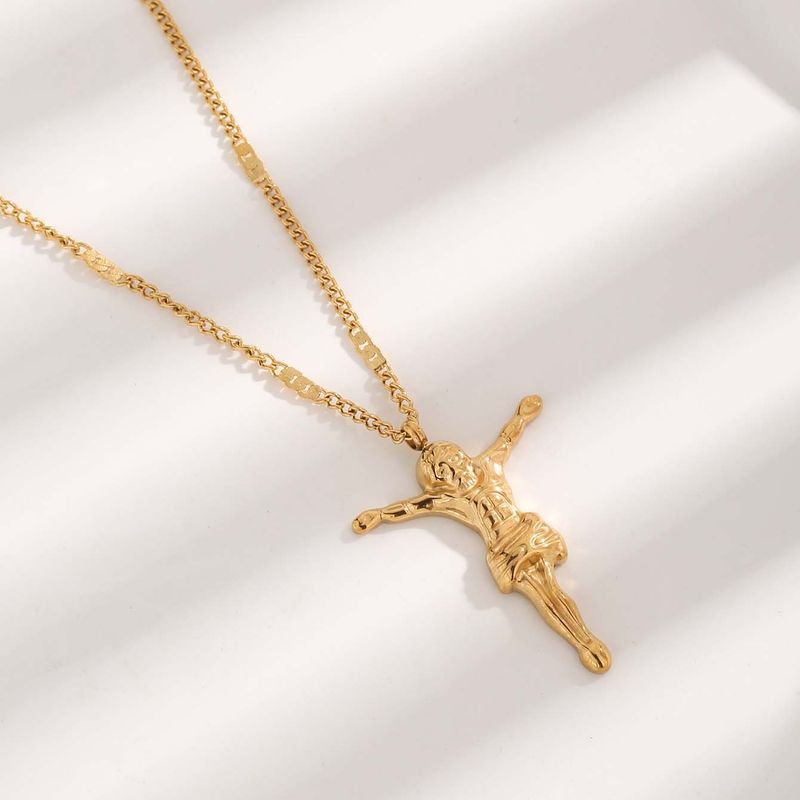Glam Luxurious Human Titanium Steel Plating Gold Plated Pendant Necklace