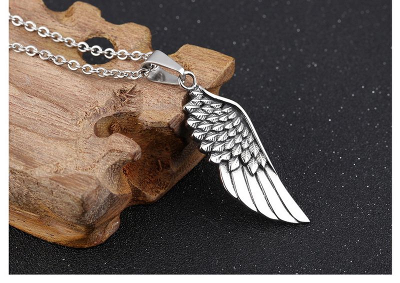 Simple Style Wings Titanium Steel Polishing Men's Pendant Necklace