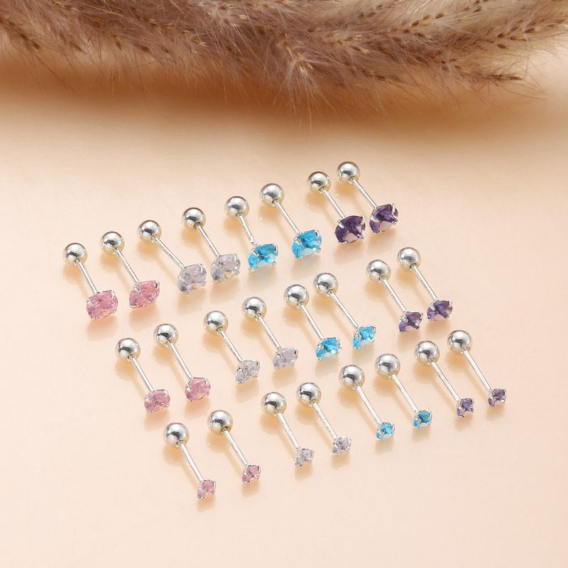 1 Pair Ig Style Lady Round Inlay Alloy Zircon Ear Studs Cartilage Earrings