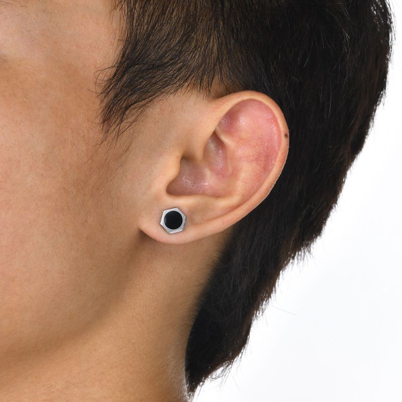 1 Piece Simple Style Hexagon Epoxy 304 Stainless Steel Ear Studs