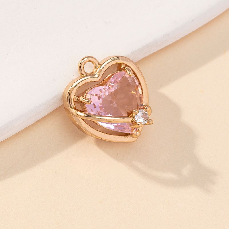 Princess Luxurious Shiny Heart Shape Glass Stone Alloy Wholesale Charms